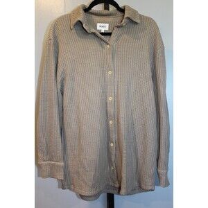MATE THE LABEL Women’s Organic Waffle Button Up Long Sleeve Shirt BRK Brown